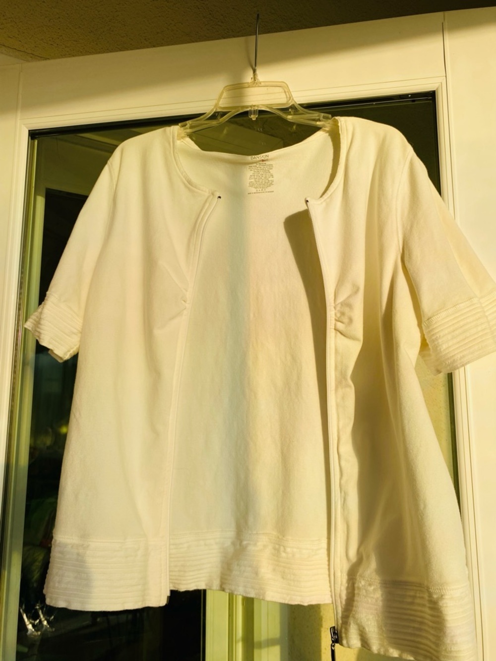 Danskin White Shorty Robe Zip Front Lounge Top Coverup XL